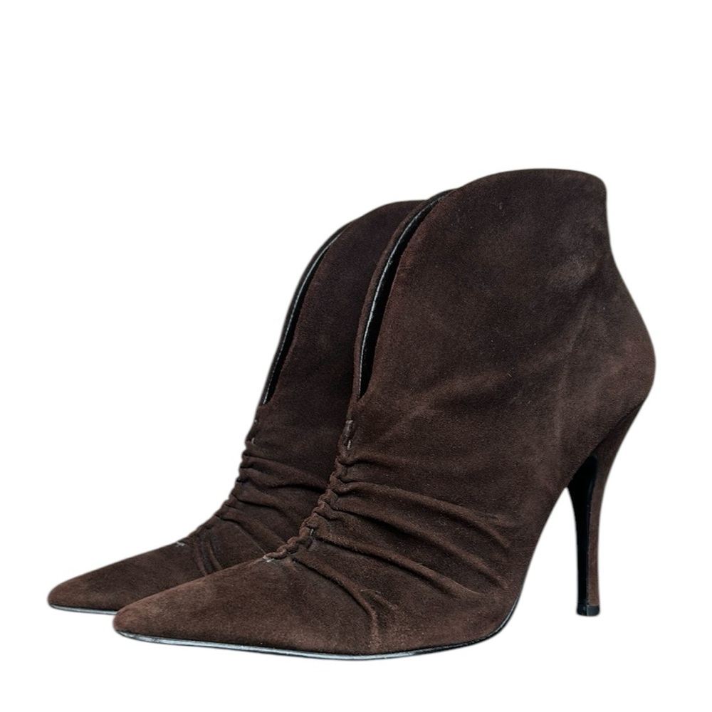 Vintage Guess by Marciano Brown Ruched Textured Pointedā Toe Stiletto 4ā 7.5